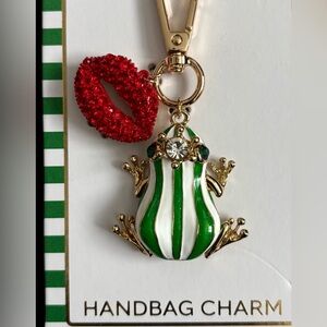True to Form Kiss The Green Frog Prince & Red Lips Handbag Charm & Keychain NEW